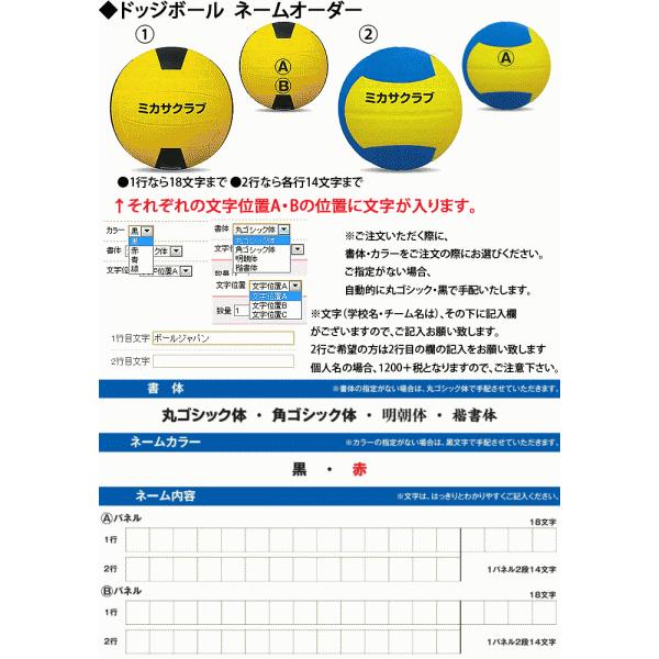 【単品購入不可】ミカサ(MIKASA)ドッヂボール・ネーム入れ加工/【学校・チーム名440円/個】【個人名1,320円/個】｜ball-japan｜03