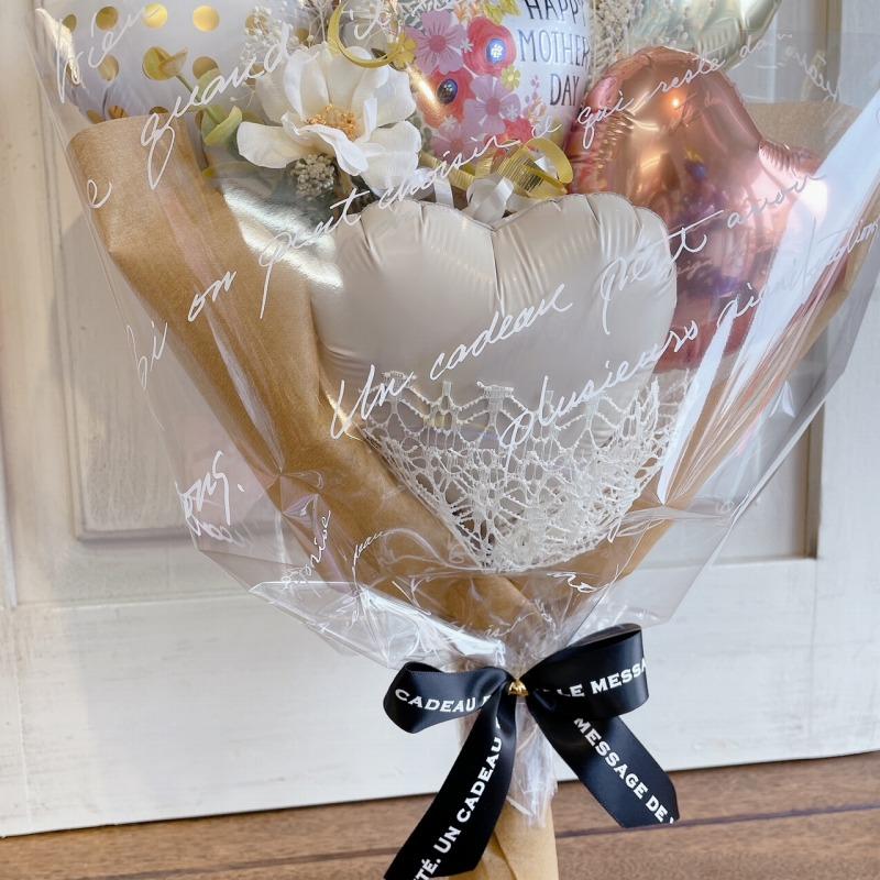 母の日専用 Sサイズ バルーン 花束 バルーンブーケ フェザー フラワー
