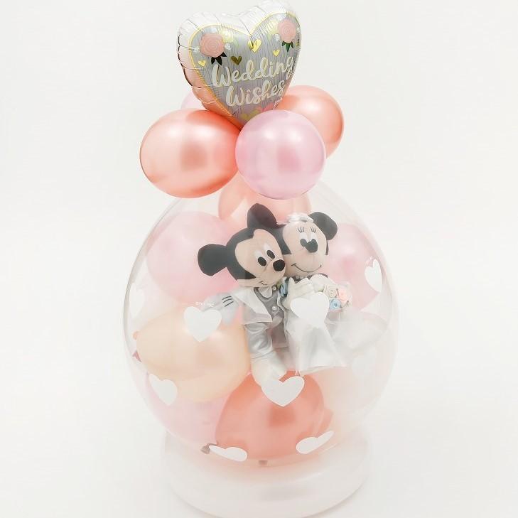 送料込 バルーン 電報 結婚式 結婚祝い 入籍祝い 洋装ローズゴールドバージョン ディズニー ミッキー ミニーのウェディング Materialworldblog Com