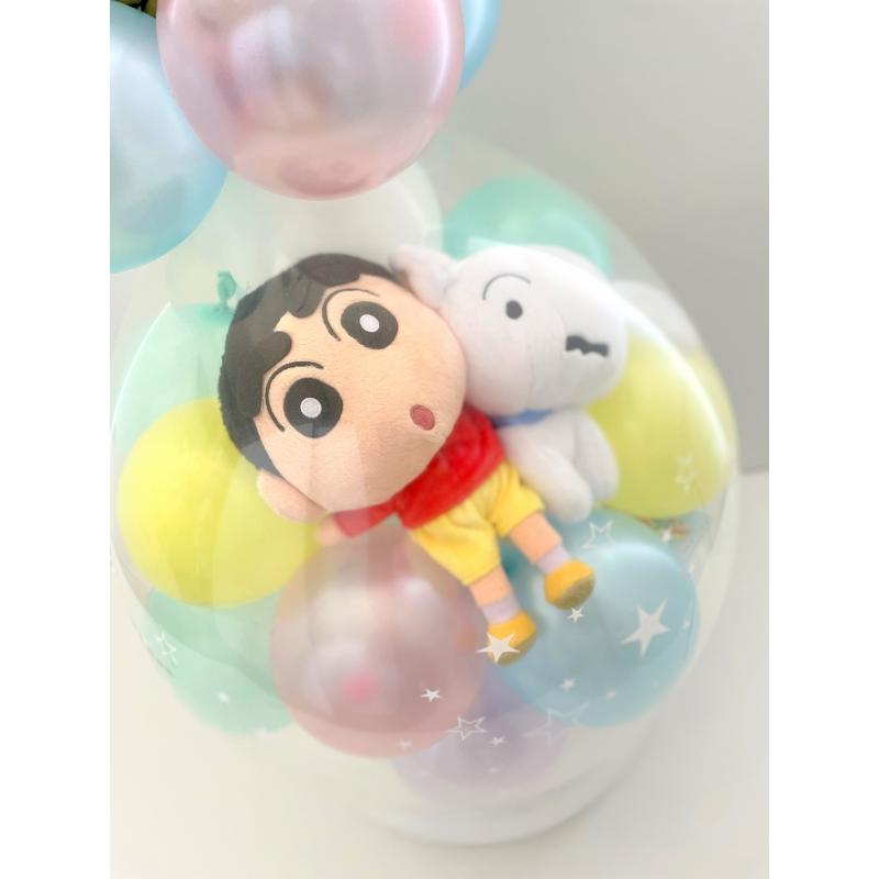 ペアver. クレヨンしんちゃん シロ バルーンラッピング  バルーン 誕生日 電報 結婚式 ぬいぐるみ 発表会 開店 母の日 入園  卒業 入学祝い 成人式 クリスマスの画像
