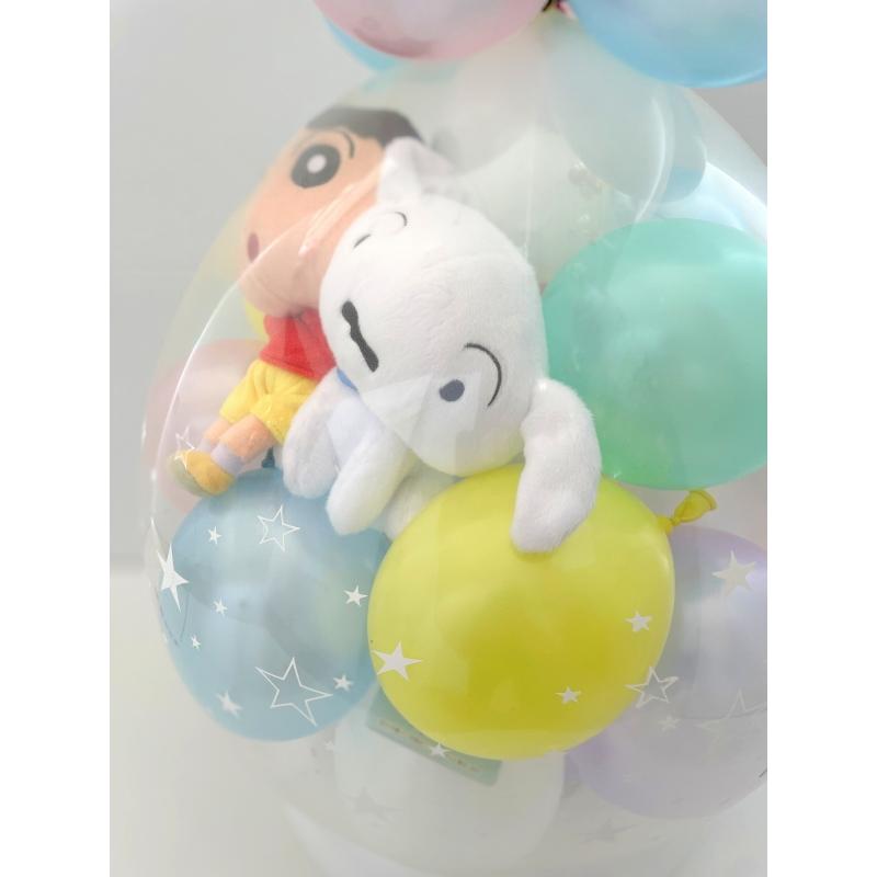 ペアver. クレヨンしんちゃん シロ バルーンラッピング  バルーン 誕生日 電報 結婚式 ぬいぐるみ 発表会 開店 母の日 入園  卒業 入学祝い 成人式 クリスマスの画像