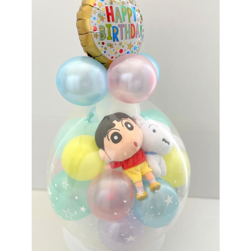 ペアver. クレヨンしんちゃん シロ バルーンラッピング  バルーン 誕生日 電報 結婚式 ぬいぐるみ 発表会 開店 母の日 入園  卒業 入学祝い 成人式 クリスマスの画像