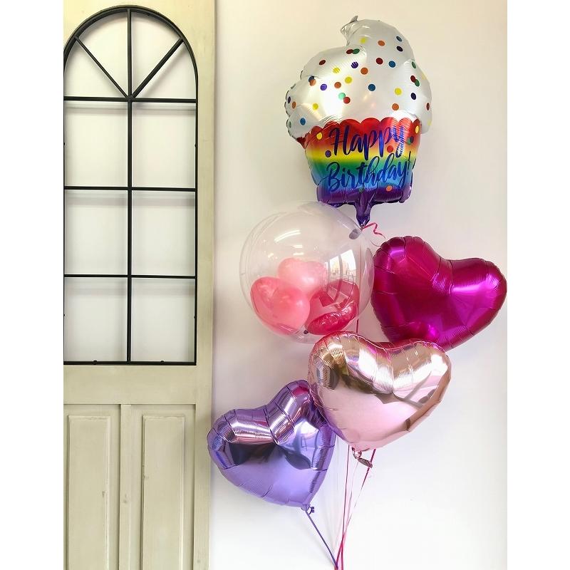 バースデー カップケーキ バルーン 誕生日 名入れ プレゼント あすつく 翌日到着 浮かせてお届け ヘリウムガス入り |  | 11