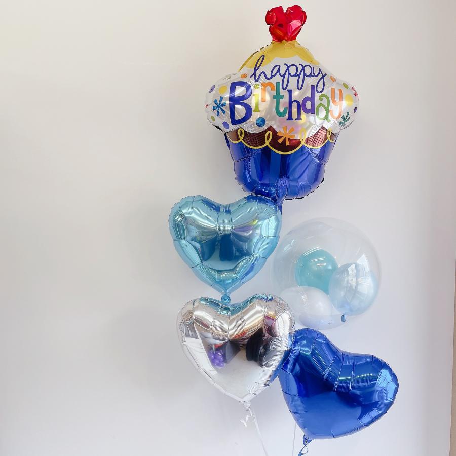 バースデー カップケーキ バルーン 誕生日 名入れ プレゼント あすつく
