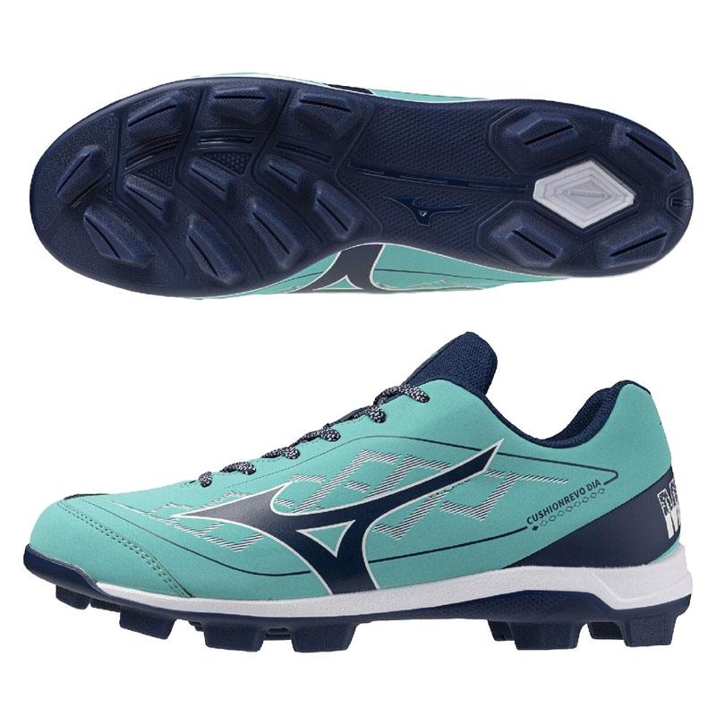 MIZUNO ミズノ クッションレボダイア 野球/ソフトボール 翡翠Xネイビー MIZUNO（ミズノ） 限定 ポイントスパイク クッションレボ ダイア 翡翠