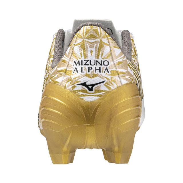 ミズノ ミズノアルファ SELECT ホワイト プリズムゴールド サッカースパイク 土 人工芝 天然芝 (mizuno2024Q1) P1GA246550｜ballclub-b｜04