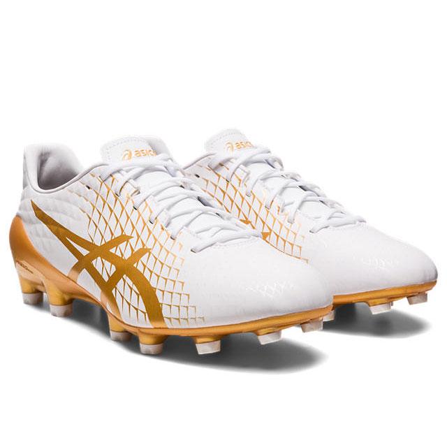 【アシックス】 サッカースパイク メナス MENACE 4 ホワイト ゴールド 天然芝 人工芝 土 【asics2023Q1】 1111A195-104 ASICS（アシックス） サッカースパイク メナス MENACE 4 ホワイト