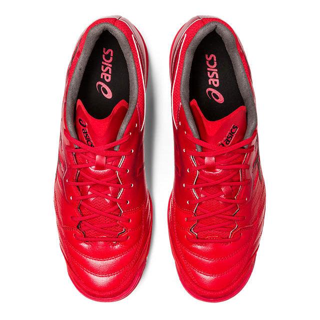 輸入品販売 アシックス フットサル ターフシューズ デスタッキ K FF TF DESTAQUE レッド カンガルー革 人工芝 (asics2023Q2) 1111A218-600