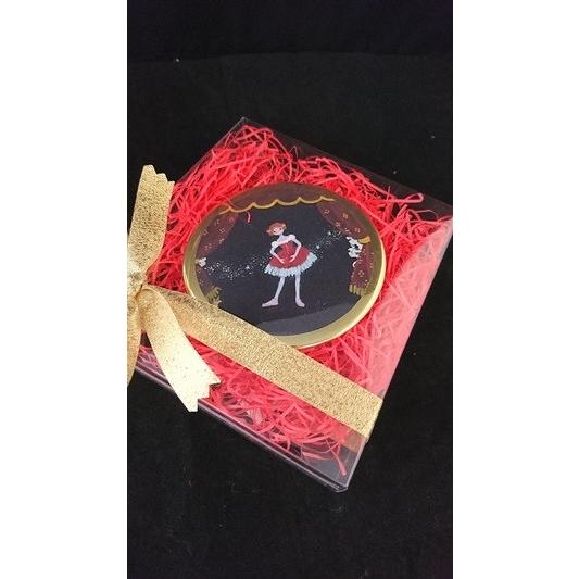 直径７ ６センチ 大きめ Mayaバレリーナイラスト ミラー コッペリア バレリーナ雑貨 バレエ雑貨 バレリーナミラー バレエ