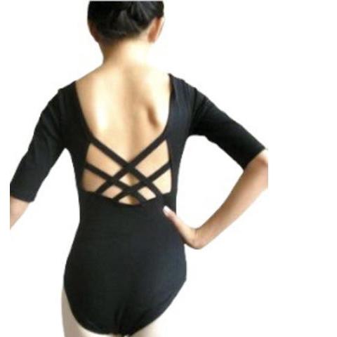 バレエレオタード バッククロスデザイン5分袖レオタード(サイズ130