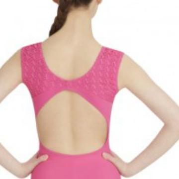バレエレオタード CAPEZIO 胸ギャザー＆レースデザインレオタード