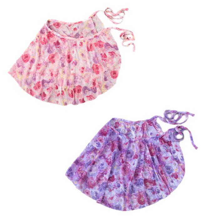 バレエスカート バレエ用品 花柄 プリント 巻き ラップ 大人