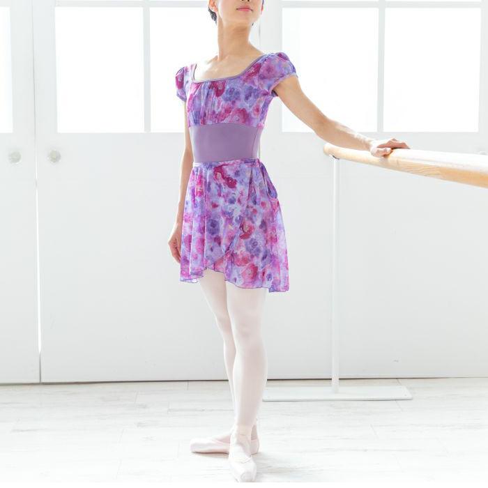 バレエスカート バレエ用品 花柄 プリント 巻き ラップ 大人