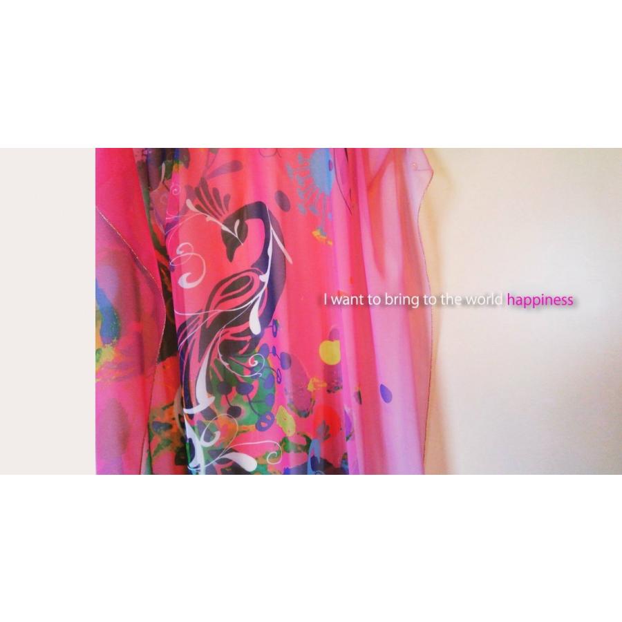 KAYANO USHIYAMA Ballettコラボ商品 Dream Peacock 大判シフォンスカーフ 正方形 90×90cm ご家庭で洗濯可 日本製