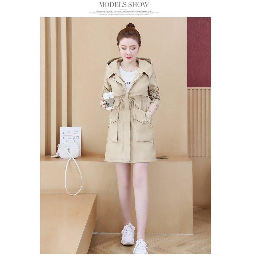 ベルギー製 ジャケット トレンチコート レディース 40代 秋冬 長袖 スプリングコート カーキジャケット ライトアウター 秋服 韓国風 フード付きバーカー 大きいサイズ Hanagrocare Com