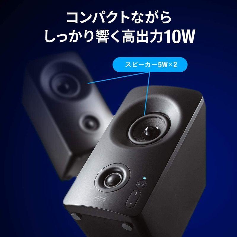 サンワダイレクト Pcスピーカー 3way接続 Bluetooth 3 5mm Usb 10w ツイーター搭載 アンプ内蔵 400
