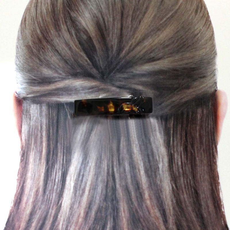 本べっ甲 髪留め 丁寧に彫りを施した バレッタ ヘア アクセサリー 本鼈甲の髪飾りで黒留袖のフォーマルな髪型から浴衣のヘアアレンジも