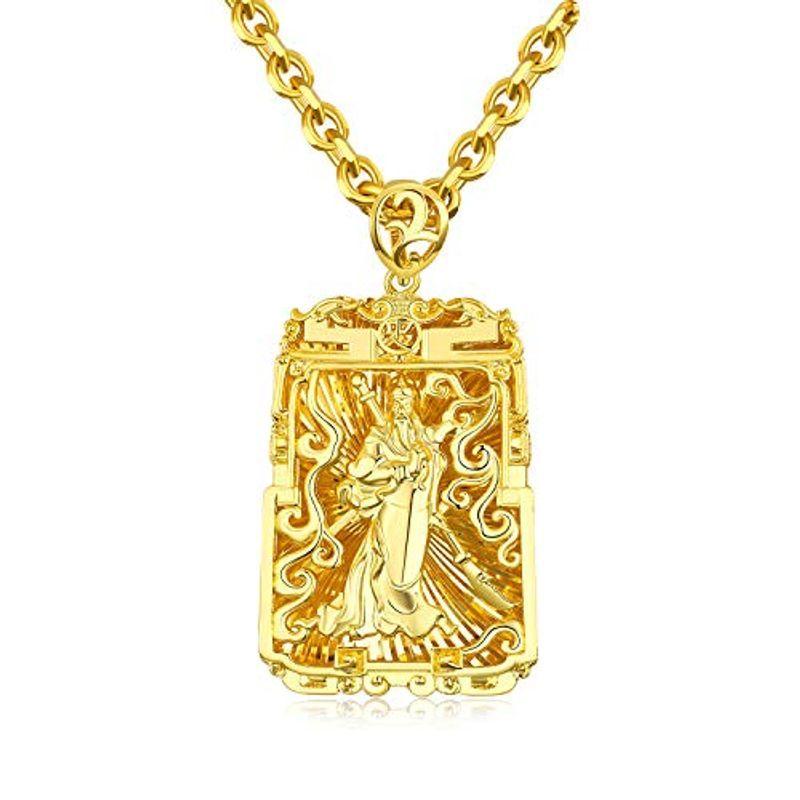 人気ショップ メンズアクセサリー Rockyu ブランド メンズネックレス ゴールド 18金 ペンダント プレート シンプル 刻印 関公 お守り Www Threeriversofs Com