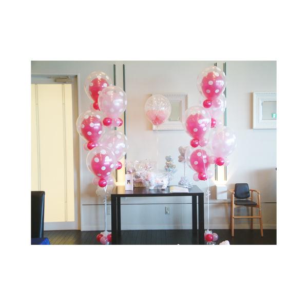 結婚式●バルーンウェディング●ウェディングギフト●バルーン電報●バルーンギフト●バルーンブーケ●結婚祝【ウェディングブーケ（ドットピンク）一対】