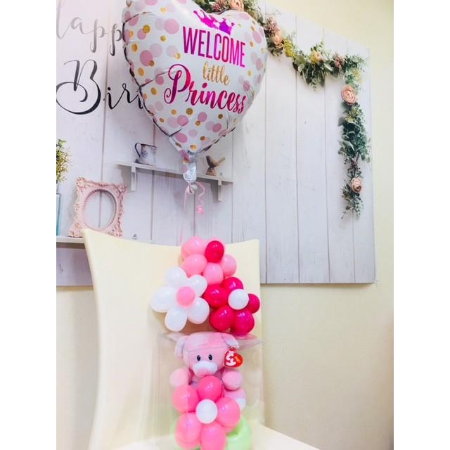 出産祝い バルーン電報 くまさんがお花を運びます B016 バルーン電報バルーンコネクション 通販 Yahoo ショッピング