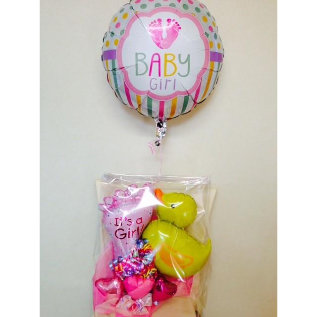 出産祝い ギフト バルーン電報 あひる バルーン バスケット女の子 ピンク B018 バルーン電報バルーンコネクション 通販 Yahoo ショッピング
