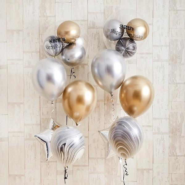 記念日 開店祝い バルーン ギフト ゴールド・シルバーメタリックでシックなお祝い