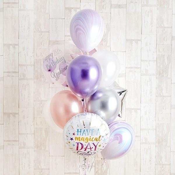 誕生日 バルーンギフト Pink\u0026Purpleの魔法にかかるHappyBirthday
