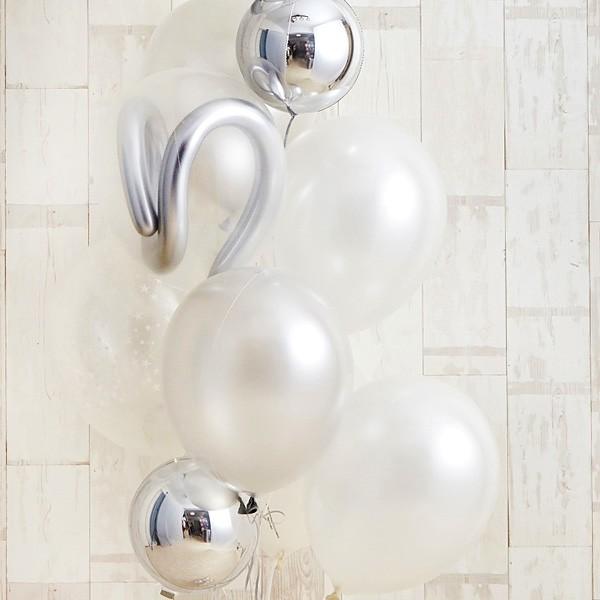 バルーンギフト 名入れ 記念日のお祝いに エレガントな白 銀アレンジ 花以外 ギフト おしゃれ T 045y 銀座バルーンギフトballoonkitchen 通販 Yahoo ショッピング
