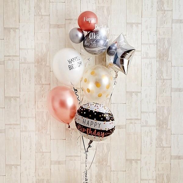 誕生日 バルーンギフト バルーン ローズピンク×シルバーの個性派Happy Birthday バルーン 花以外 ギフト おしゃれ｜balloon-kitchen｜02
