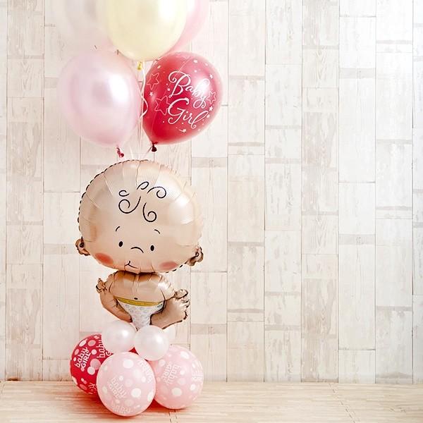 出産祝い おしゃれ バルーン プレゼント BABYバルーンでお祝いするPink Baby Shower 花以外 ギフト 風船_6
