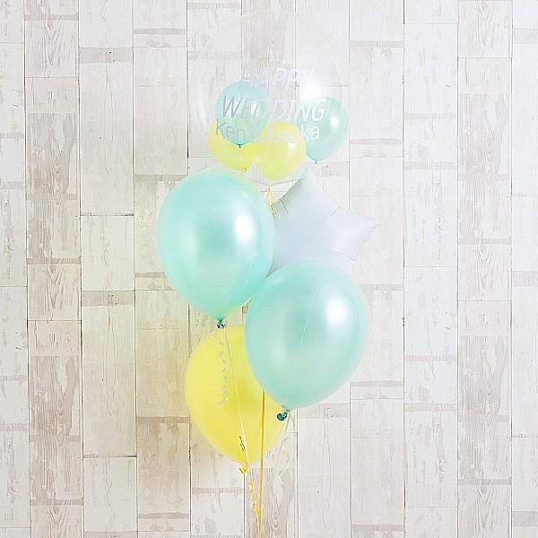 誕生日 バルーンギフト バルーン 結婚式 バルーン電報 ミントグリーン×レモンイエローが織りなす、フレッシュアレンジ！ 花以外 ギフト おしゃれ