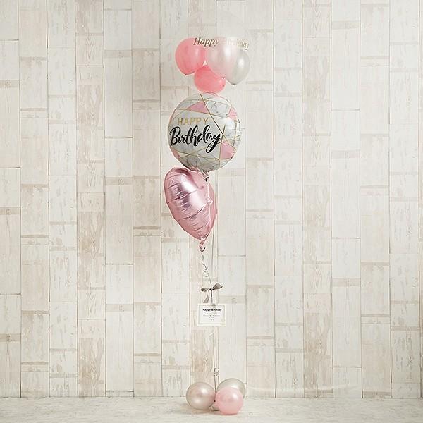 風船 誕生日 バルーンギフト ピンク シルバーのクールキュートbirthday おしゃれ バルーン T 706y 銀座バルーンギフトballoonkitchen 通販 Yahoo ショッピング
