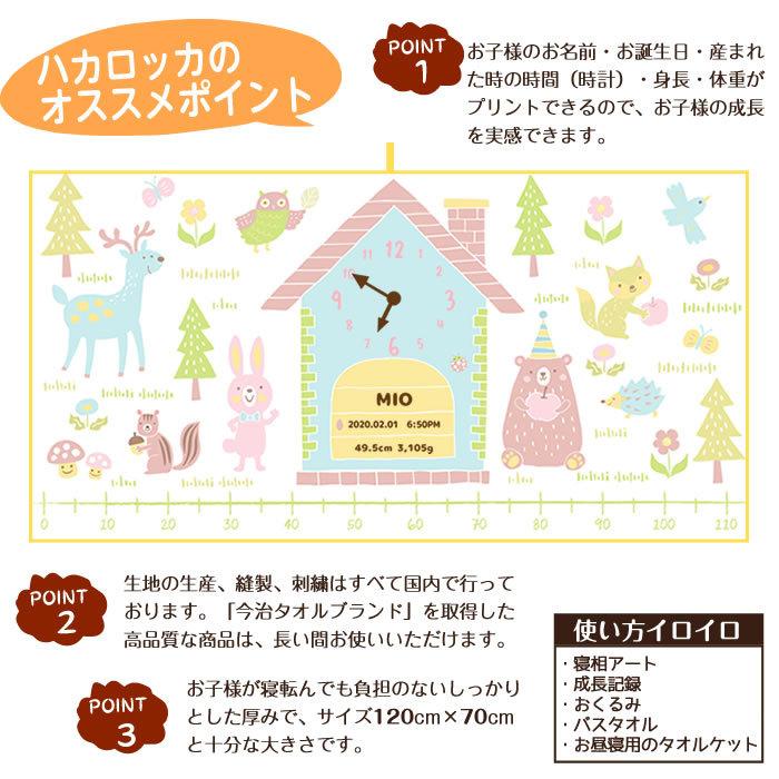 今治タオル 5点セット 森の仲間たち 身長計付きガーゼケット ハカロッカ 日本製 名入れ ガーゼケット ガーゼタオル バスタオル ギフト_8