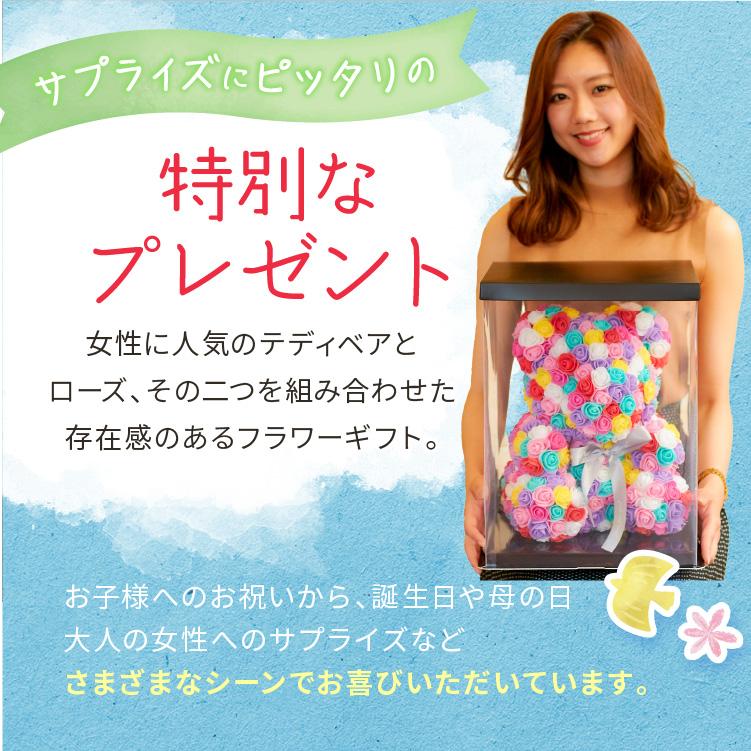 ローズ テディベア ぬいぐるみ電報 クリアボックス入り 結婚式 結婚祝い 誕生日プレゼント 開店祝い 出産祝い お祝い フラワーギフト ローズベア くま 花 37cm | ブランド登録なし | 22