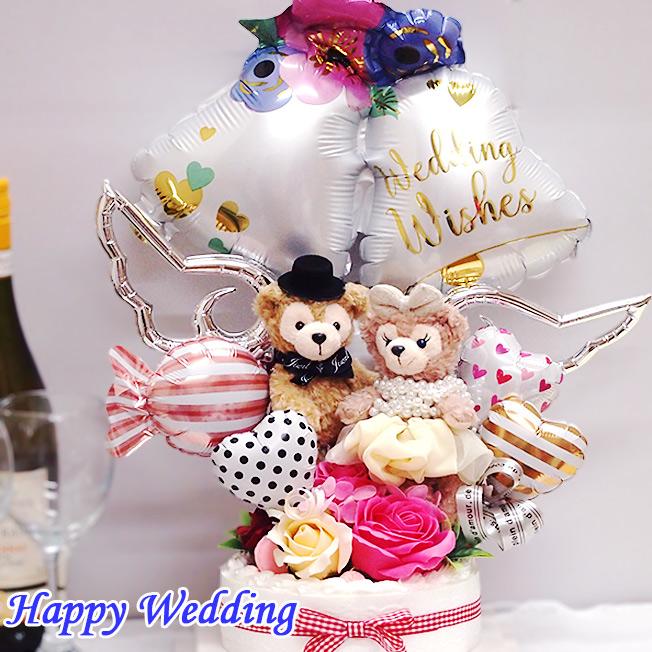 ダッフィー シェリーメイ ウエディング 浮かぶバルーン付き 結婚祝い プレゼント ギフト 女友達 オシャレ ベビーグッズも大集合 バルーン電報 ディズニー Disney