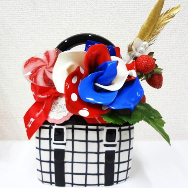 チェックバッグ  ジュエルフラワー  誕生日 プレゼント バルーンギフト バルーンアレンジ 花束 ばら ファンタジー フラワー 正月飾り 卓上 balloon_7