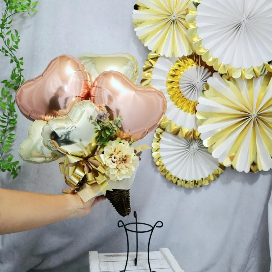 ＊送料無料＊ローズゴールド系 ミニスタンド バルーンギフト 誕生日 記念日 結婚式 開店祝い 名入れ無料 |  | 01