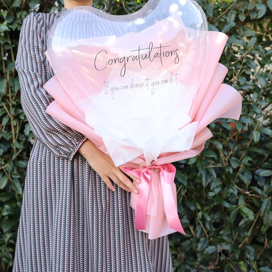 ＊花束タイプ＊クリアハートバルーンブーケ Lサイズ | 