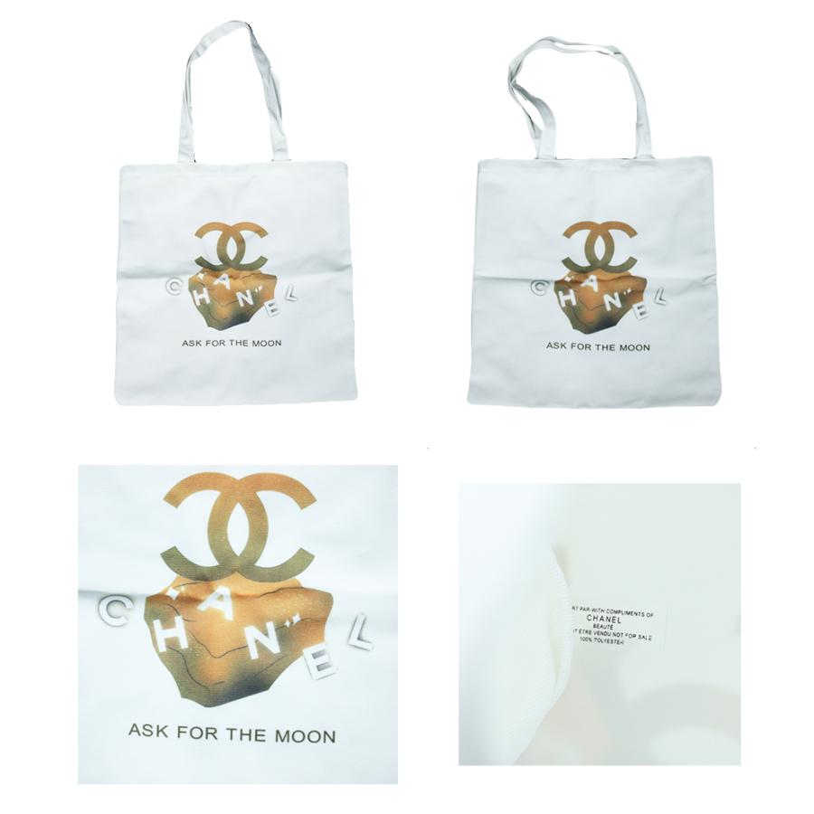 CHANEL Novelty Logo Canvas Tote Bag ASK FOR THE MOON Mother's