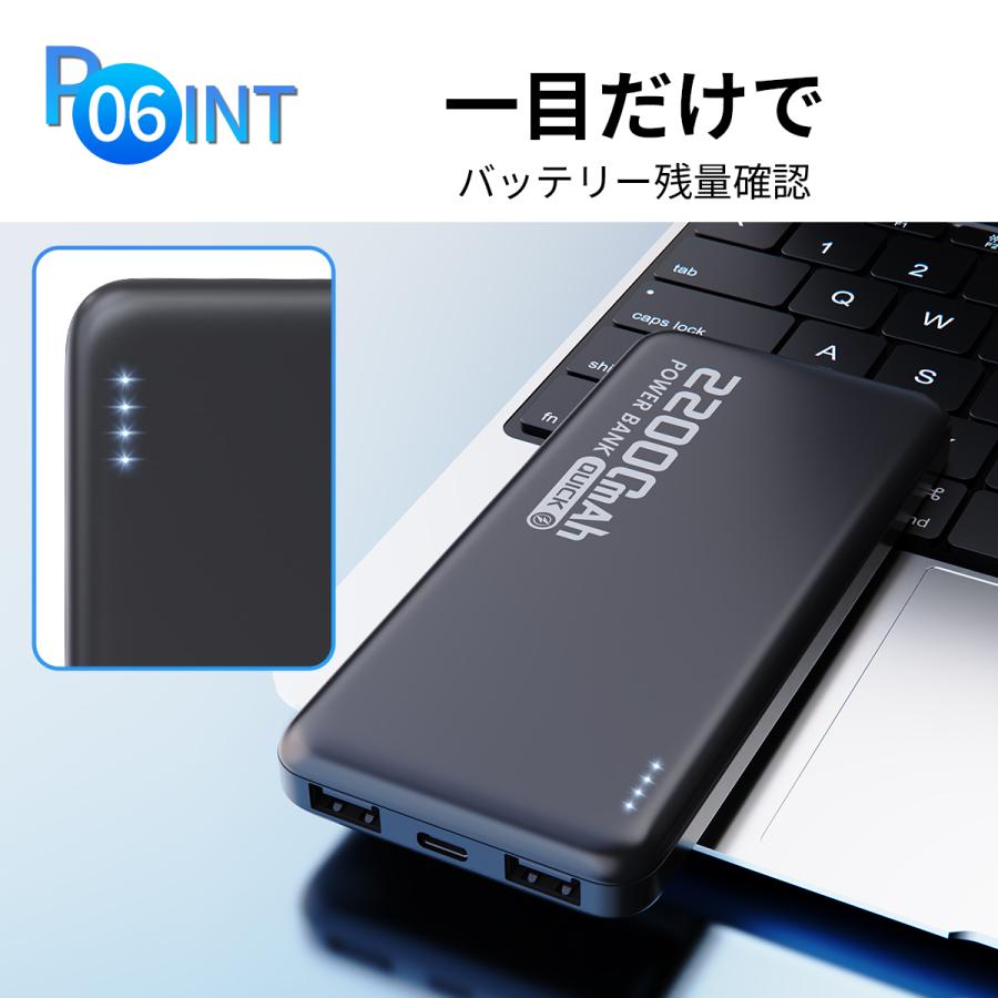 SHRATCH モバイルバッテリー 大容量 小型 22000mAh 軽量 2.4A急速充電