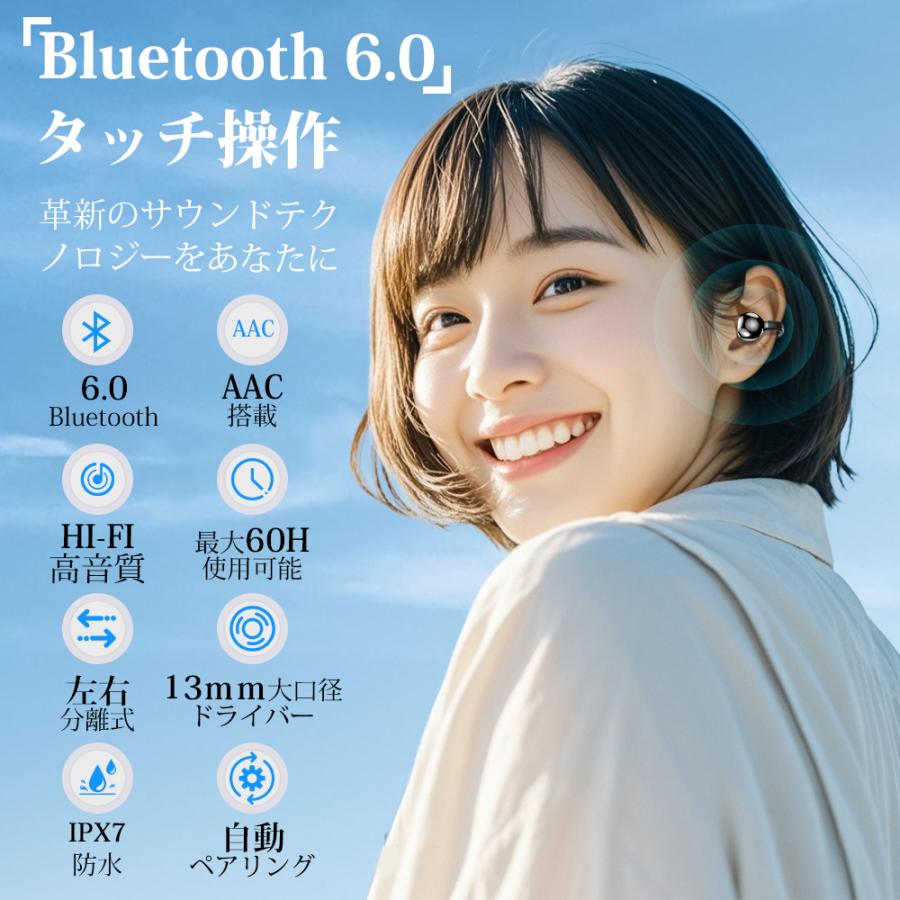 ワイヤレスイヤホン イヤホン イヤーカフ bluetooth 骨伝導イヤホン SHRATCH 液晶付き AAC 爆買 業界TOP 60H連続再生 HiFi LEDディスプレイ 最新耳挟み式 |  | 03