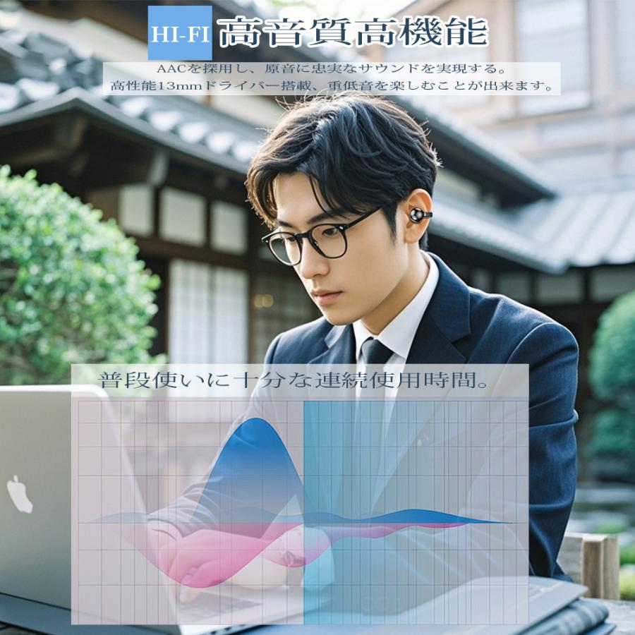 ワイヤレスイヤホン イヤホン イヤーカフ bluetooth 骨伝導イヤホン SHRATCH 液晶付き AAC 爆買 業界TOP 60H連続再生 HiFi LEDディスプレイ 最新耳挟み式 |  | 05