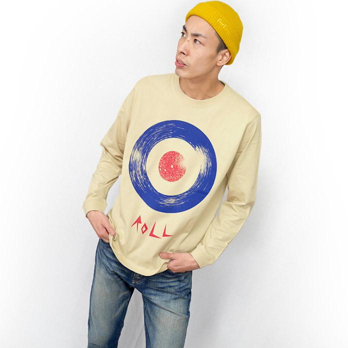 ROLL ( ロール ) ロングスリーブ Tシャツ (サンドベージュ) -X- 長袖 ロンTee ターゲット 標的 モッズ モッド ロックンロール MODS ROCKER 綿100% | メンズセレクト | 05