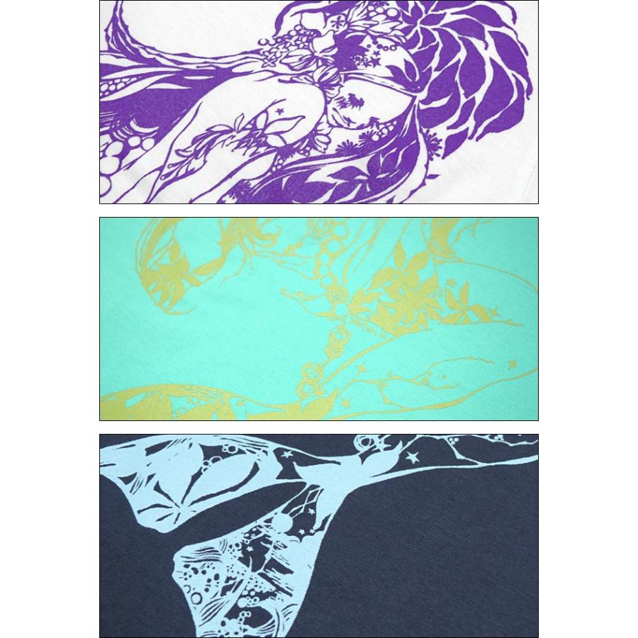 マーメイド (Mermaid) Tシャツ (ミントグリーン) baster great -X- 半袖 紺色 人魚 童話 イラスト プリント コラボ 綺麗目 バスターグレード | メンズセレクト | 05