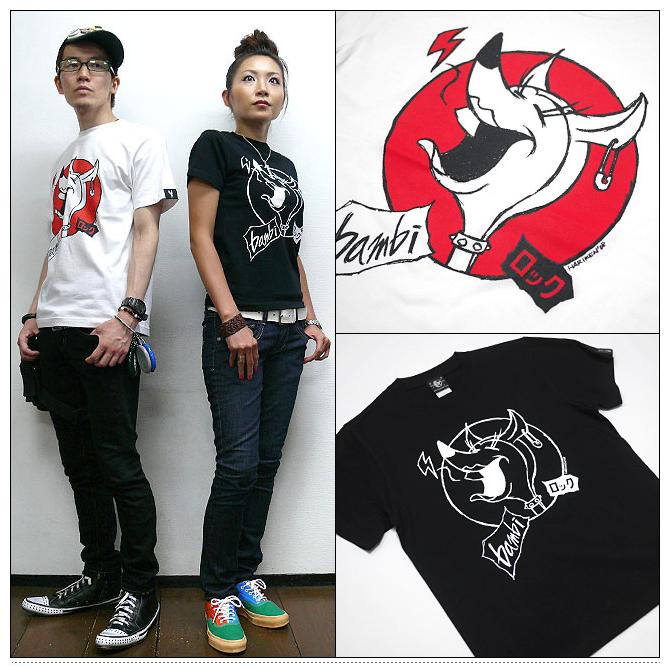 bambi ロック Tシャツ (ホワイト)- HARIKEN ハリケン -Z- 白色 コラボTシャツ PUNKROCK パンキッシュ バンビ 子鹿 イラスト キャラクター | メンズセレクト | 07