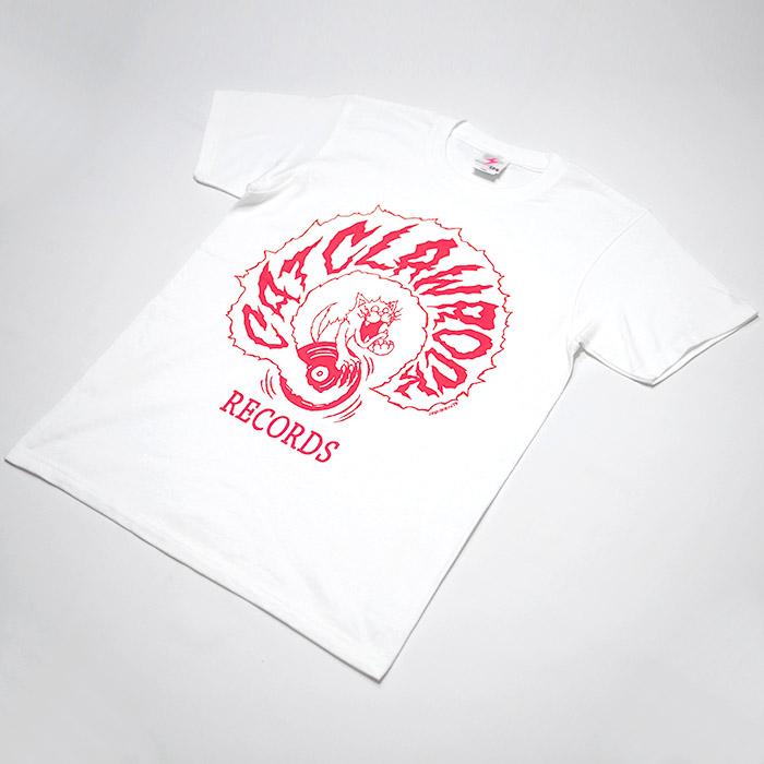 CAT CLAW ROCK キャット クロー ロック Tシャツ (ホワイト) HARIKEN ハリケン -X- 半袖 白色 ネコ ねこ 子猫 音楽 レコード アナログ盤 ロックンロール バンド | レディースセレクト | 02