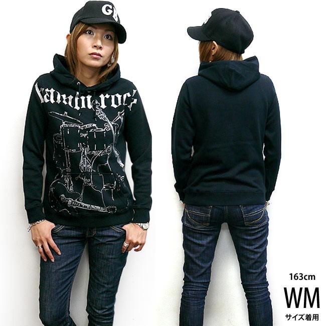 特別プライス☆　bambi rock フーデット ライトパーカー -G- スウェット ブラック ロックバンド ギター ベース ドラム アメカジ カジュアル | レディースセレクト | 02