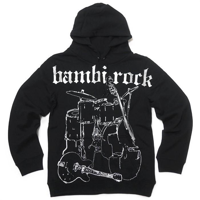 特別プライス☆　bambi rock フーデット ライトパーカー -G- スウェット ブラック ロックバンド ギター ベース ドラム アメカジ カジュアル | レディースセレクト | 06