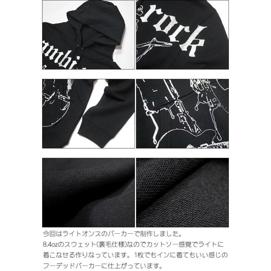 特別プライス☆　bambi rock フーデット ライトパーカー -G- スウェット ブラック ロックバンド ギター ベース ドラム アメカジ カジュアル | レディースセレクト | 07