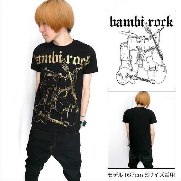 bambi rock Tシャツ (ライトピンク) -G- 半袖 桃色 バンビ パンクロックTシャツ ギター ベース ドラム | メンズセレクト | 02
